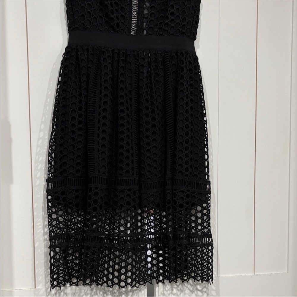 Chic Black Lace Midi Dress - Picture 2 of 3